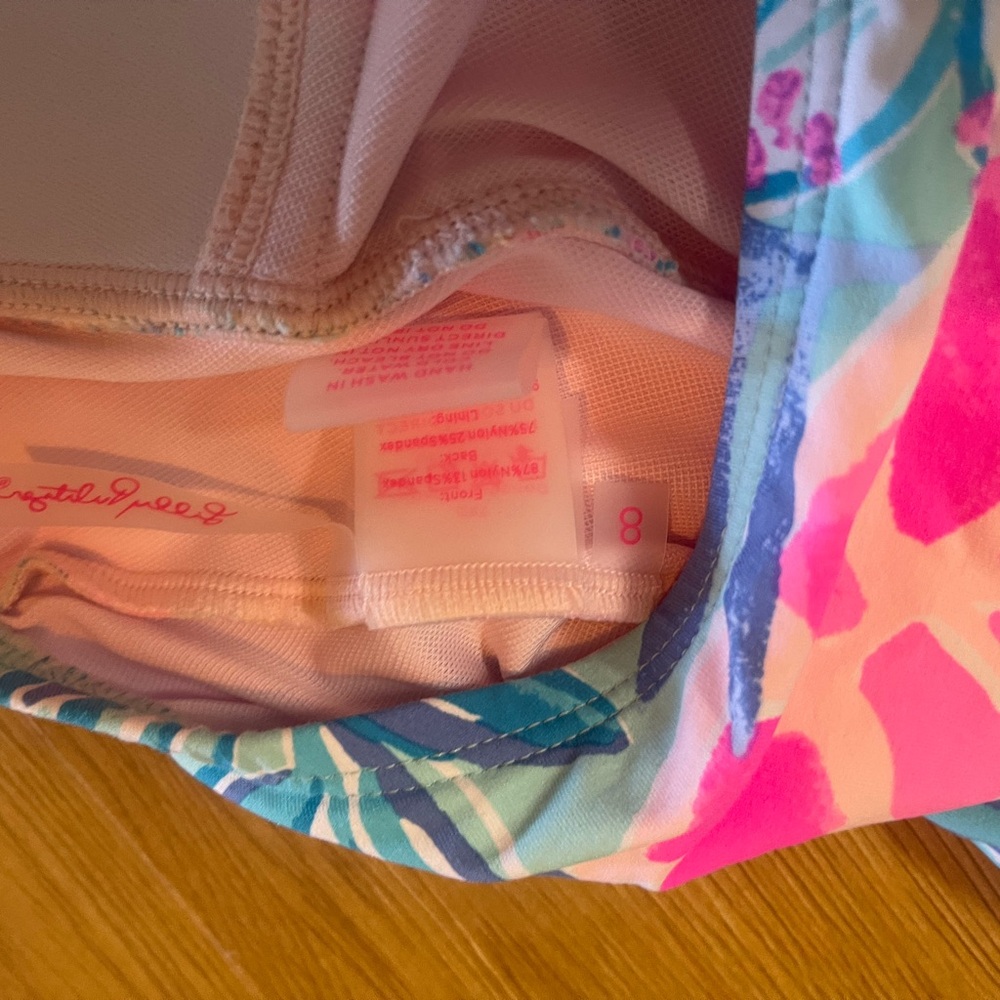 Lilly Pulitzer Tropical Floral One-Piece Swimsuit in Teal & Pink - Picture 6 of 6